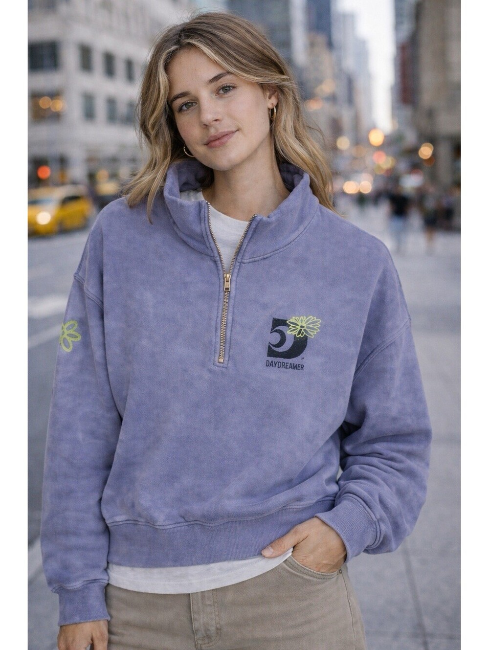 Daydreamer Womens Blue Tie Dye Anti Everything Oversized Sweatshirt Sz S